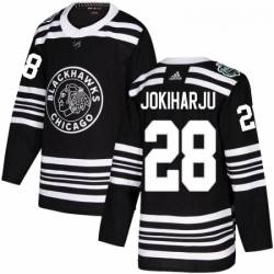 Youth Adidas Chicago Blackhawks 28 Henri Jokiharju Authentic Black 2019 Winter Classic NHL Jersey 