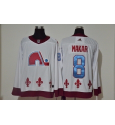 Men Colorado Avalanche 8 Cale Makar White 2020 21 Reverse Retro Adidas Jersey