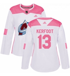 Womens Adidas Colorado Avalanche 13 Alexander Kerfoot Authentic WhitePink Fashion NHL Jersey 