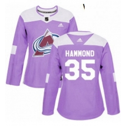 Womens Adidas Colorado Avalanche 35 Andrew Hammond Authentic Purple Fights Cancer Practice NHL Jersey 