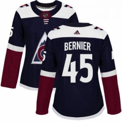 Womens Adidas Colorado Avalanche 45 Jonathan Bernier Authentic Navy Blue Alternate NHL Jersey 