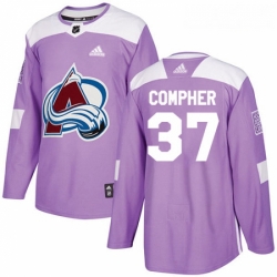 Youth Adidas Colorado Avalanche 37 JT Compher Authentic Purple Fights Cancer Practice NHL Jersey 