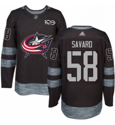 Mens Adidas Columbus Blue Jackets 58 David Savard Authentic Black 1917 2017 100th Anniversary NHL Jersey 