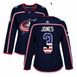 Womens Adidas Columbus Blue Jackets 3 Seth Jones Authentic Navy Blue USA Flag Fashion NHL Jersey 