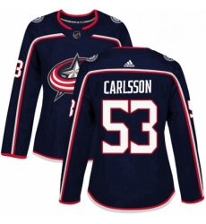 Womens Adidas Columbus Blue Jackets 53 Gabriel Carlsson Authentic Navy Blue Home NHL Jersey 