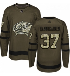 Youth Adidas Columbus Blue Jackets 37 Markus Hannikainen Premier Green Salute to Service NHL Jersey 