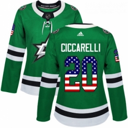 Womens Adidas Dallas Stars 20 Dino Ciccarelli Authentic Green USA Flag Fashion NHL Jersey 