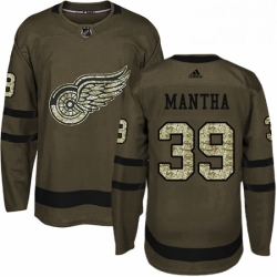 Mens Adidas Detroit Red Wings 39 Anthony Mantha Authentic Green Salute to Service NHL Jersey 
