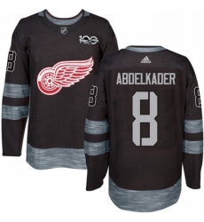 Mens Adidas Detroit Red Wings 8 Justin Abdelkader Premier Black 1917 2017 100th Anniversary NHL Jersey 