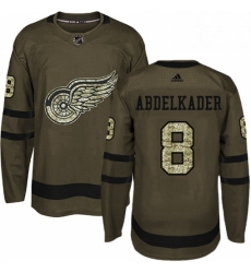 Mens Adidas Detroit Red Wings 8 Justin Abdelkader Premier Green Salute to Service NHL Jersey 