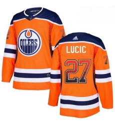 Mens Adidas Edmonton Oilers 27 Milan Lucic Authentic Orange Drift Fashion NHL Jersey 