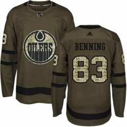Mens Adidas Edmonton Oilers 83 Matt Benning Authentic Green Salute to Service NHL Jersey 