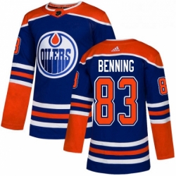 Mens Adidas Edmonton Oilers 83 Matt Benning Premier Royal Blue Alternate NHL Jersey 