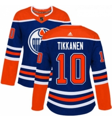 Womens Adidas Edmonton Oilers 10 Esa Tikkanen Authentic Royal Blue Alternate NHL Jersey 