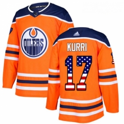 Youth Adidas Edmonton Oilers 17 Jari Kurri Authentic Orange USA Flag Fashion NHL Jersey 