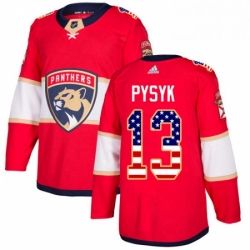 Mens Adidas Florida Panthers 13 Mark Pysyk Authentic Red USA Flag Fashion NHL Jersey 
