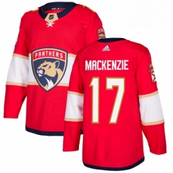 Mens Adidas Florida Panthers 17 Derek MacKenzie Premier Red Home NHL Jersey 