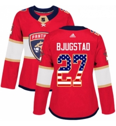 Womens Adidas Florida Panthers 27 Nick Bjugstad Authentic Red USA Flag Fashion NHL Jersey 