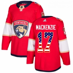 Youth Adidas Florida Panthers 17 Derek MacKenzie Authentic Red USA Flag Fashion NHL Jersey 