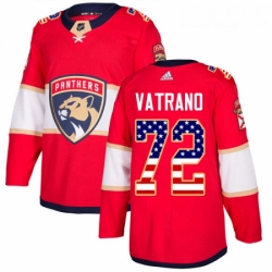 Youth Adidas Florida Panthers 72 Frank Vatrano Authentic Red USA Flag Fashion NHL Jersey 