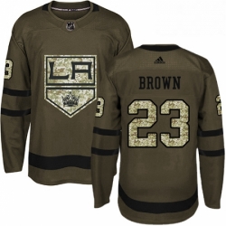 Mens Adidas Los Angeles Kings 23 Dustin Brown Authentic Green Salute to Service NHL Jersey 