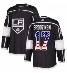 Youth Adidas Los Angeles Kings 17 Jonny Brodzinski Authentic Black USA Flag Fashion NHL Jersey 