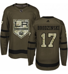 Youth Adidas Los Angeles Kings 17 Jonny Brodzinski Authentic Green Salute to Service NHL Jersey 