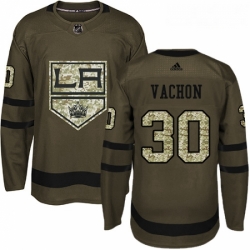 Youth Adidas Los Angeles Kings 30 Rogie Vachon Authentic Green Salute to Service NHL Jersey 