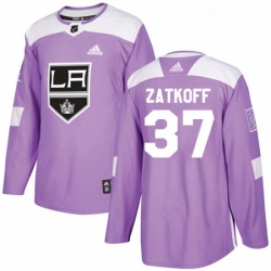 Youth Adidas Los Angeles Kings 37 Jeff Zatkoff Authentic Purple Fights Cancer Practice NHL Jersey 