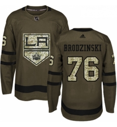 Youth Adidas Los Angeles Kings 76 Jonny Brodzinski Authentic Green Salute to Service NHL Jersey 