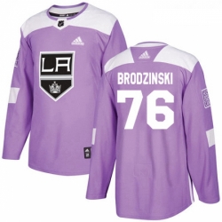 Youth Adidas Los Angeles Kings 76 Jonny Brodzinski Authentic Purple Fights Cancer Practice NHL Jersey 