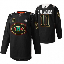 Men Montreal Canadiens 11 Brendan Gallagher 2022 Black Warm Up History Night Stitched Jerse