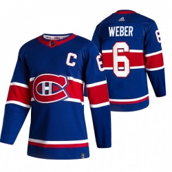 Men Montreal Canadiens 6 Shea Weber Blue Adidas 2020 21 Reverse Retro Alternate NHL Jersey