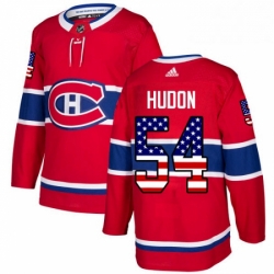 Mens Adidas Montreal Canadiens 54 Charles Hudon Authentic Red USA Flag Fashion NHL Jersey 