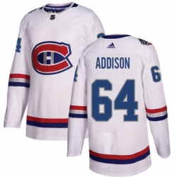 Youth Adidas Montreal Canadiens 64 Jeremiah Addison Authentic White 2017 100 Classic NHL Jersey 