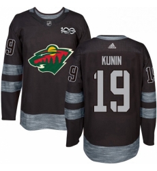 Mens Adidas Minnesota Wild 19 Luke Kunin Premier Black 1917 2017 100th Anniversary NHL Jersey 