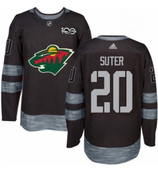 Mens Adidas Minnesota Wild 20 Ryan Suter Authentic Black 1917 2017 100th Anniversary NHL Jersey 