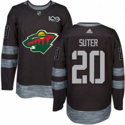 Mens Adidas Minnesota Wild 20 Ryan Suter Premier Black 1917 2017 100th Anniversary NHL Jersey 