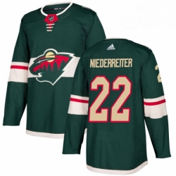 Mens Adidas Minnesota Wild 22 Nino Niederreiter Authentic Green Home NHL Jersey 