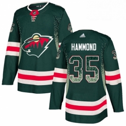 Mens Adidas Minnesota Wild 35 Andrew Hammond Authentic Green Drift Fashion NHL Jersey 