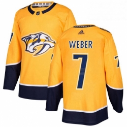 Mens Adidas Nashville Predators 7 Yannick Weber Premier Gold Home NHL Jersey 