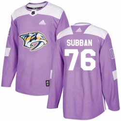 Mens Adidas Nashville Predators 76 PK Subban Authentic Purple Fights Cancer Practice NHL Jersey 