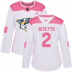 Womens Adidas Nashville Predators 2 Anthony Bitetto Authentic WhitePink Fashion NHL Jersey 