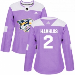 Womens Adidas Nashville Predators 2 Dan Hamhuis Authentic Purple Fights Cancer Practice NHL Jersey 