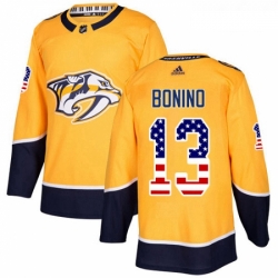 Youth Adidas Nashville Predators 13 Nick Bonino Authentic Gold USA Flag Fashion NHL Jersey 