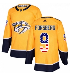 Youth Adidas Nashville Predators 9 Filip Forsberg Authentic Gold USA Flag Fashion NHL Jersey 