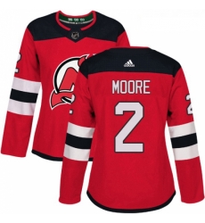 Womens Adidas New Jersey Devils 2 John Moore Authentic Red Home NHL Jersey 