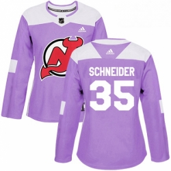 Womens Adidas New Jersey Devils 35 Cory Schneider Authentic Purple Fights Cancer Practice NHL Jersey 