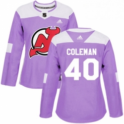 Womens Adidas New Jersey Devils 40 Blake Coleman Authentic Purple Fights Cancer Practice NHL Jersey 