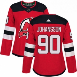 Womens Adidas New Jersey Devils 90 Marcus Johansson Authentic Red Home NHL Jersey 